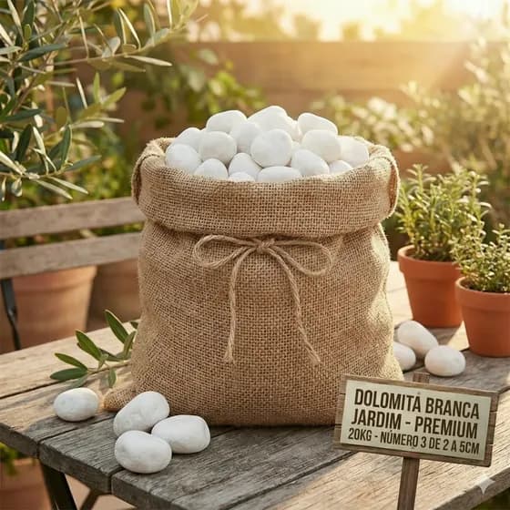 20kg Pedra Dolomita Branca Decorativa Seixo Para Jardim No3