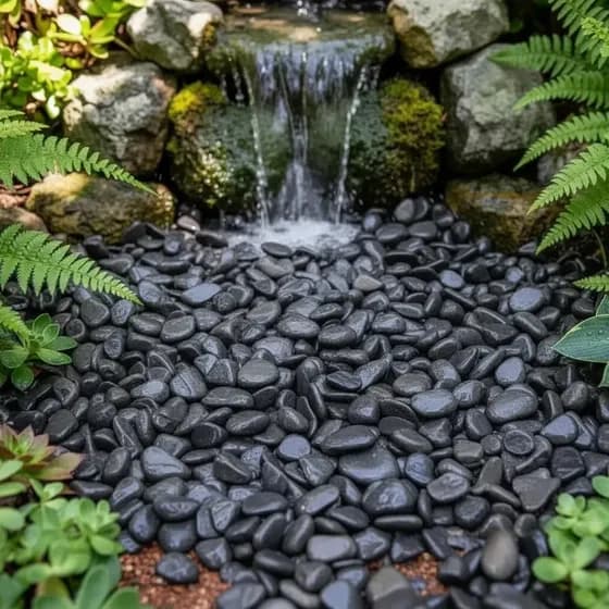 2kg Seixo Preto Pedras Para Jardim Paisagismo Lago Aquarios