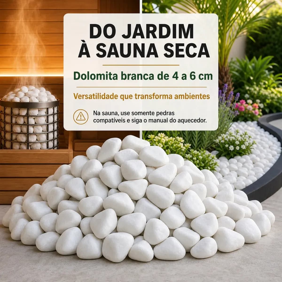 4kg Pedra Dolomita Branca Para Vaso Planta Jardim Premium Branco 4 Cm 6 Cm