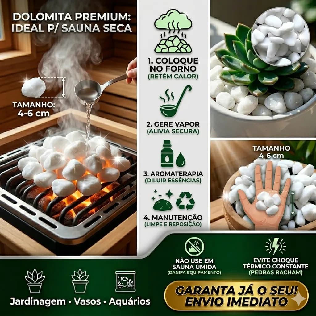 4kg Pedra Dolomita Branca Para Vaso Planta Jardim Premium Branco 4 Cm 6 Cm