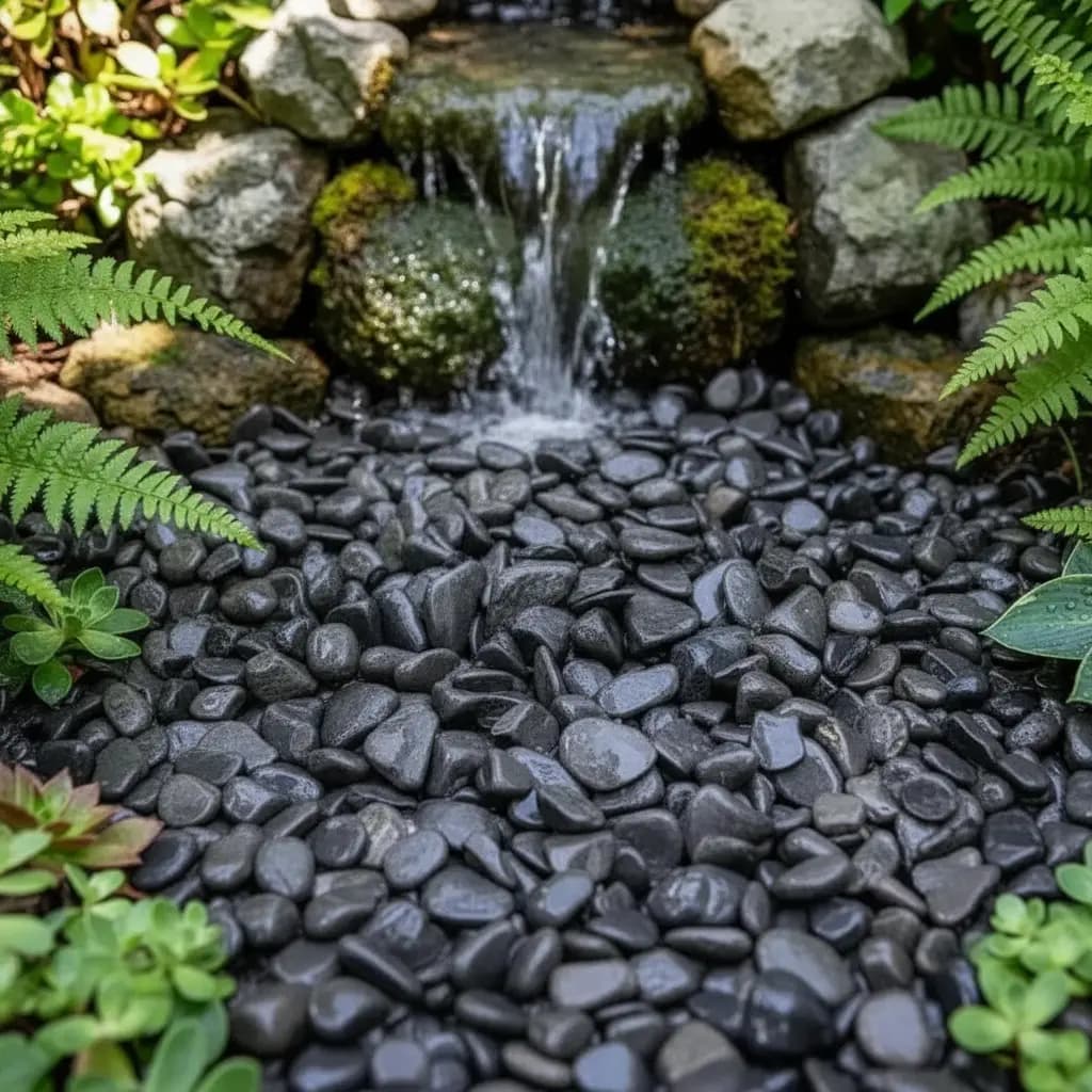 4kg -pedras Ornamentais Para Jardim Seixo Preto Natural Preto 2 Cm 8 Cm