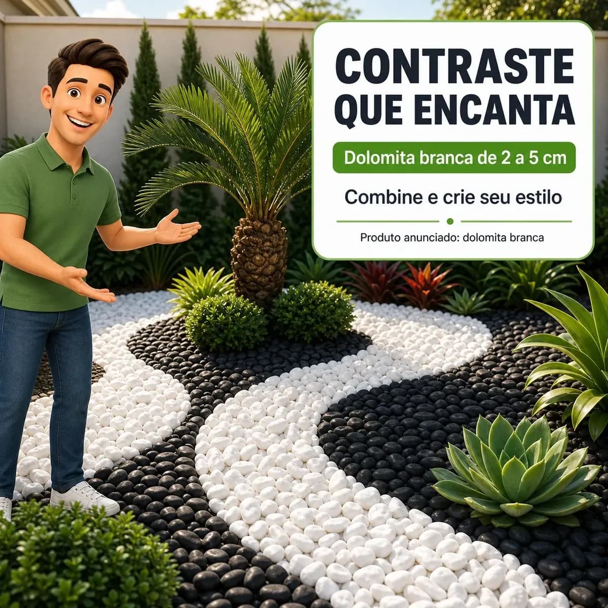 10kg Pedra Branca Dolomita Para Vasos Jardim E Paisagismo Branco 2 Cm 5 Cm