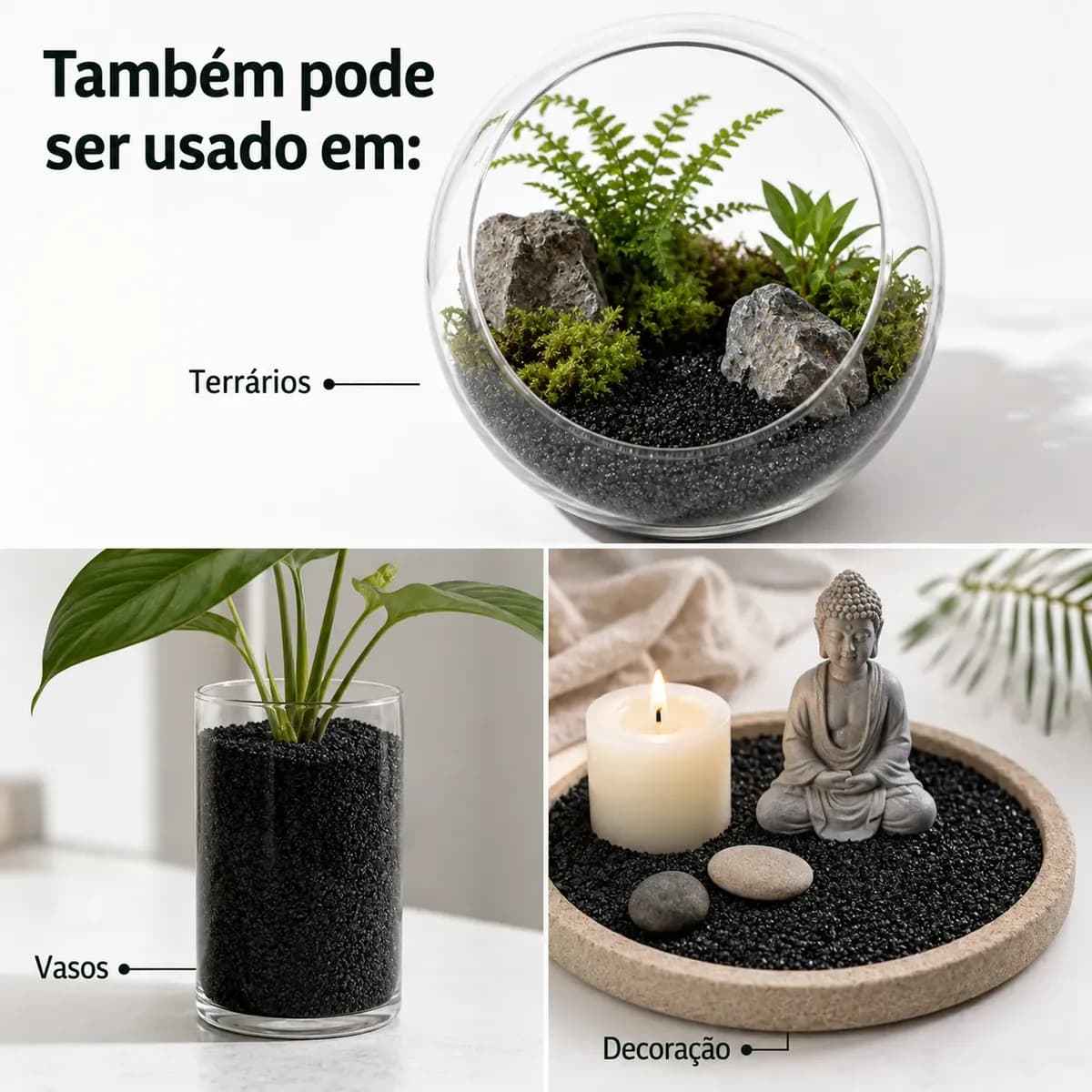 10 Kg - Substrato Areia Preta Basalto Natural Aquário N°00