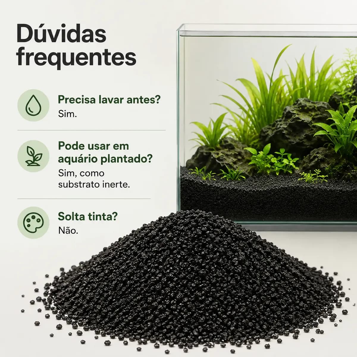 10 Kg - Substrato Areia Preta Basalto Natural Aquário N°00