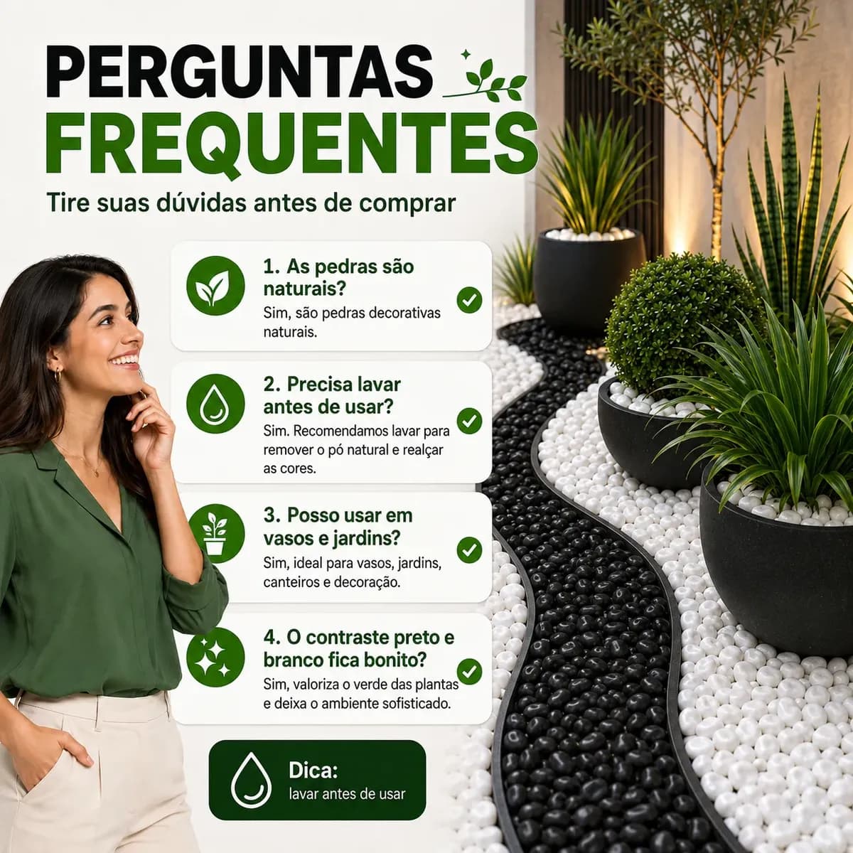 Pedra Dolomita Branca Seixo Para Jardim Vasos Paisagismo 5kg Branco 2 Cm 5 Cm